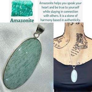 Huge Amazonite Gemstone Handmade Pendant Necklace